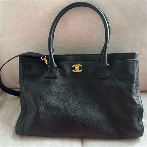 Chanel Executive Cerf Tote Black Caviar Leather Gold Hardware